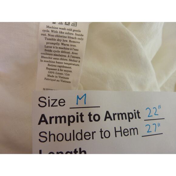 Everlane White Short Sleeve Button Down Linen Cargo Camp Shirt M - Picture 6 of 6